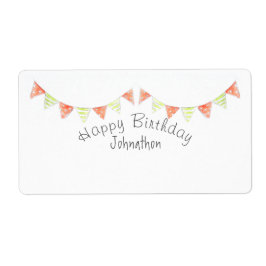 パーソナライズされたハッピーバースデーバンティングのギフトラベル ラベル