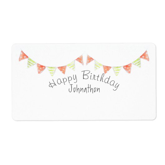 パーソナライズされたハッピーバースデーバンティングのギフトラベル ラベル (正面)