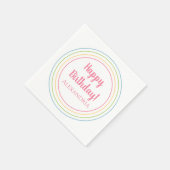 パーソナライズされたハッピーバースデーパステルカラフルピンク スタンダードカクテルナプキン (角)