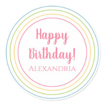 パーソナライズされたハッピーバースデーパステルカラフルピンク