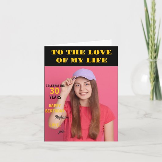 パーソナライズされたハッピーバースデーフォトラブワイア カード (正面)