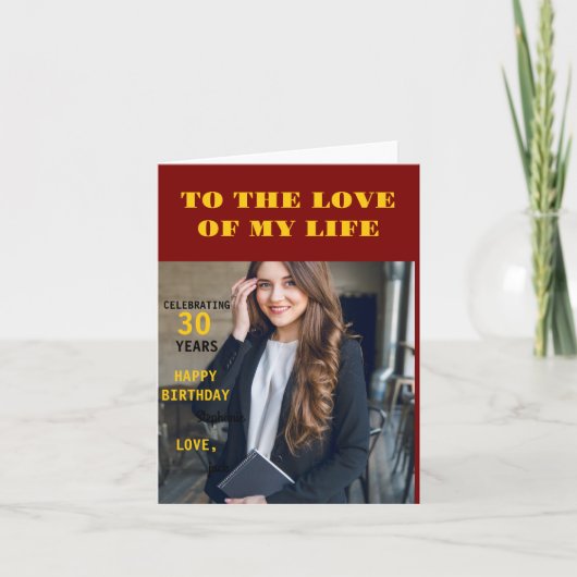 パーソナライズされたハッピーバースデーフォトラブワイトカード カード (正面)