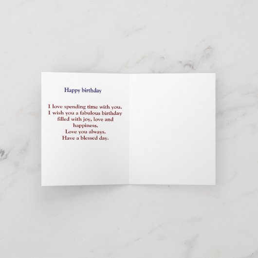 パーソナライズされたハッピーバースデーフォトラブワイトカード カード (内部)