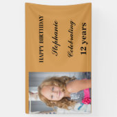 パーソナライズされたハッピーバースデーフォト年齢金ゴールド 横断幕 (縦)