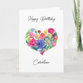 パーソナライズされたハッピーバースデーフローラリース カード (正面)