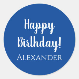 パーソナライズされたハッピーバースデーブルーギフトラベル ラウンドシール