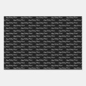 パーソナライズされたハッピーバースデーブルー、白黒 ラッピングペーパーシート (正面3)