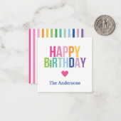 パーソナライズされたハッピーバースデーレインボーエンクロージャカード ノートカード (正面/裏面インサイチュ)