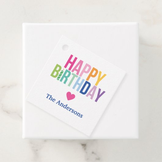 パーソナライズされたハッピーバースデーレインボーギフトラベル フェイバータグ (インサイチュ)