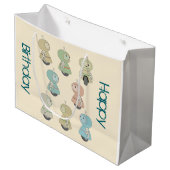 パーソナライズされたハッピーバースデーレトロロボット ラージペーパーバッグ (正面アングル)