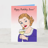 パーソナライズされたハッピーバースデーレトロワインユーモア カード (正面)