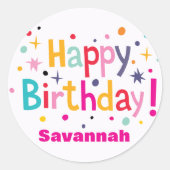 パーソナライズされたハッピーバースデーレトロ ラウンドシール (正面)