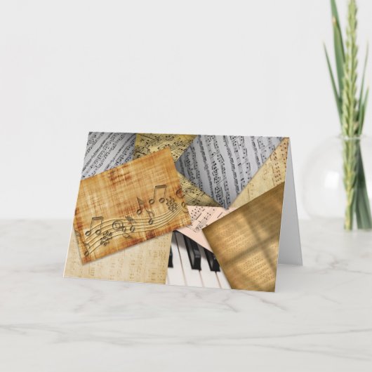 パーソナライズされたハッピーバースデーヴィンテージピアノ音楽 カード (正面)