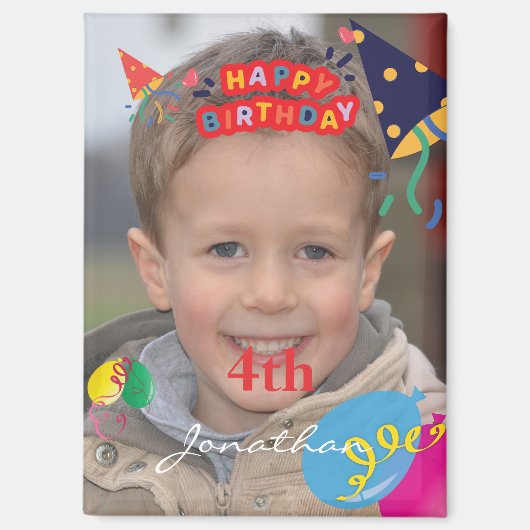 パーソナライズされたハッピーバースデー光長方形マグネット マグネット (正面)