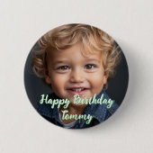 パーソナライズされたハッピーバースデー名と写真 缶バッジ (正面)