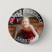 パーソナライズされたハッピーバースデー名と年齢 缶バッジ (正面)