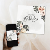 パーソナライズされたハッピーバースデー熱帯フローラ カード