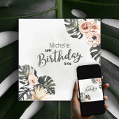 パーソナライズされたハッピーバースデー熱帯フローラ カード