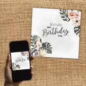 パーソナライズされたハッピーバースデー熱帯フローラ カード