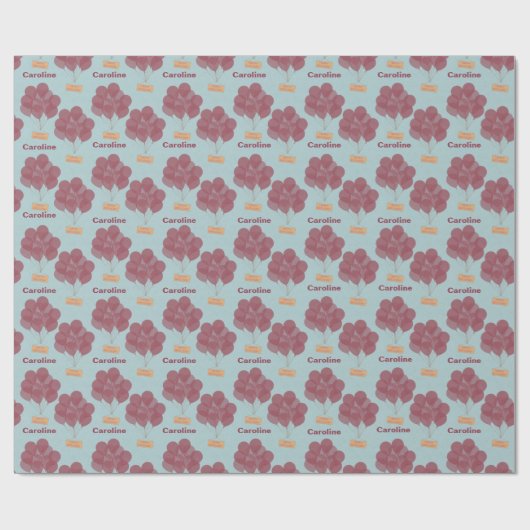 パーソナライズされたハッピーバースデー風船 ラッピングペーパー (フラット)