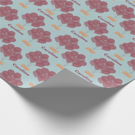 パーソナライズされたハッピーバースデー風船 ラッピングペーパー (角)