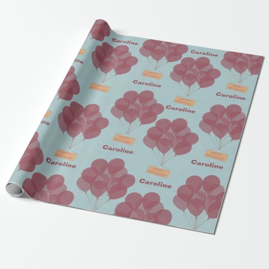 パーソナライズされたハッピーバースデー風船 ラッピングペーパー (アンロールド)