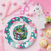 パーソナライズされたハッピーバースデー | カエルをテーマにした ペーパープレート (パーティー)