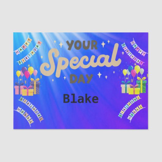 パーソナライズされたハッピーバースデー 薄葉紙 (正面)