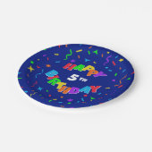 パーソナライズされたハッピーバースデー – 青紙吹雪 ペーパープレート (アングル)