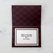 パーソナライズされたハッピーホリデイズレッドプレイド カード (内部)