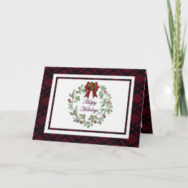 パーソナライズされたハッピーホリデイズレッドプレイド カード