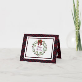 パーソナライズされたハッピーホリデイズレッドプレイド カード