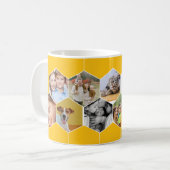 パーソナライズされたハニカムファミリー&ペットフォトマグカップ コーヒーマグカップ (正面左)