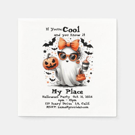 パーソナライズされたハロウィン幽霊おもしろい大人 スタンダードカクテルナプキン (正面)