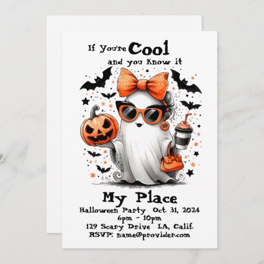 パーソナライズされたハロウィン幽霊おもしろい大人 招待状 (正面/裏面)