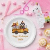 パーソナライズされたハロウィーン格言オレンジトラック ペーパープレート (パーティー)