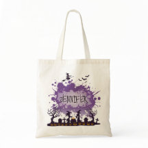 パーソナライズされたハロウィーン紫の名前の魔女墓地