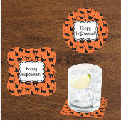 パーソナライズされたハローウィンパーティオレンジブラックキャット ペーパーコースター