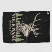 パーソナライズされたハンター鹿エルクの角狩猟クラブ ゴルフタオル (横)