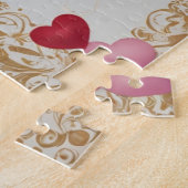 パーソナライズされたハートとバラ ジグソーパズル (側面)