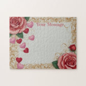 パーソナライズされたハートとバラ ジグソーパズル (横)