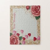 パーソナライズされたハートとバラ ジグソーパズル (縦)