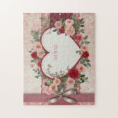パーソナライズされたハートとバラ ジグソーパズル (縦)