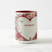 パーソナライズされたハートとバラ マグカップ (中央)