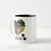 パーソナライズされたハートとポーズペットの写真 ツートーンマグカップ (正面左)