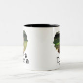 パーソナライズされたハートとポーズペットの写真 ツートーンマグカップ (中央)