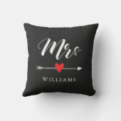 パーソナライズされたハートと矢を持つ夫人 クッション (裏面)