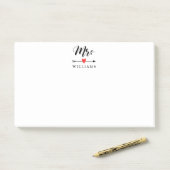 パーソナライズされたハートと矢を持つ夫人 ポストイット (デスク)