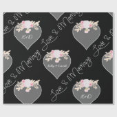パーソナライズされたハートと花チョーク結婚ボード ラッピングペーパー (フラット)