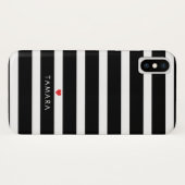 パーソナライズされたハートと黒のストライプ Case-Mate iPhoneケース (裏面(横))